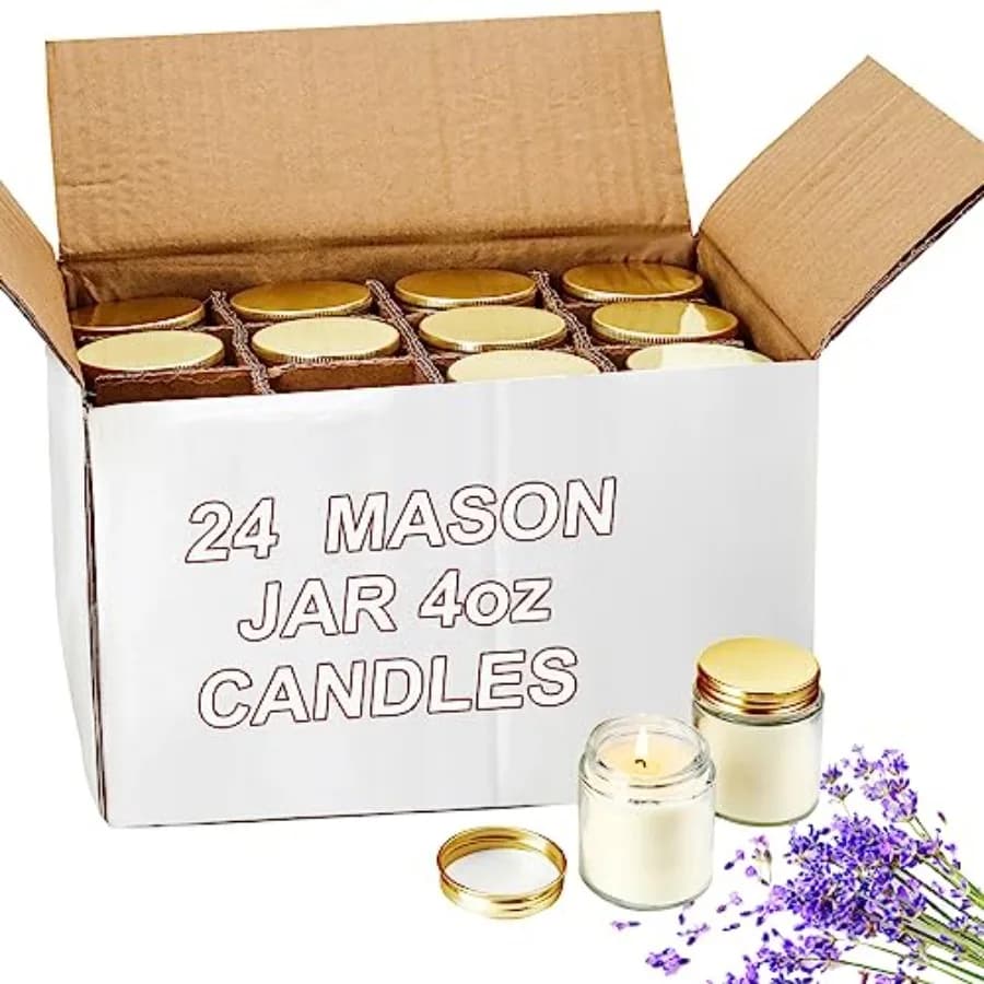 Set di 24 Mini Candele in Barattolo da 4oz, Candele Profumate alla Lavanda per Matrimoni, Natale, Halloween, Compleanni, Regali di Ringraziamento