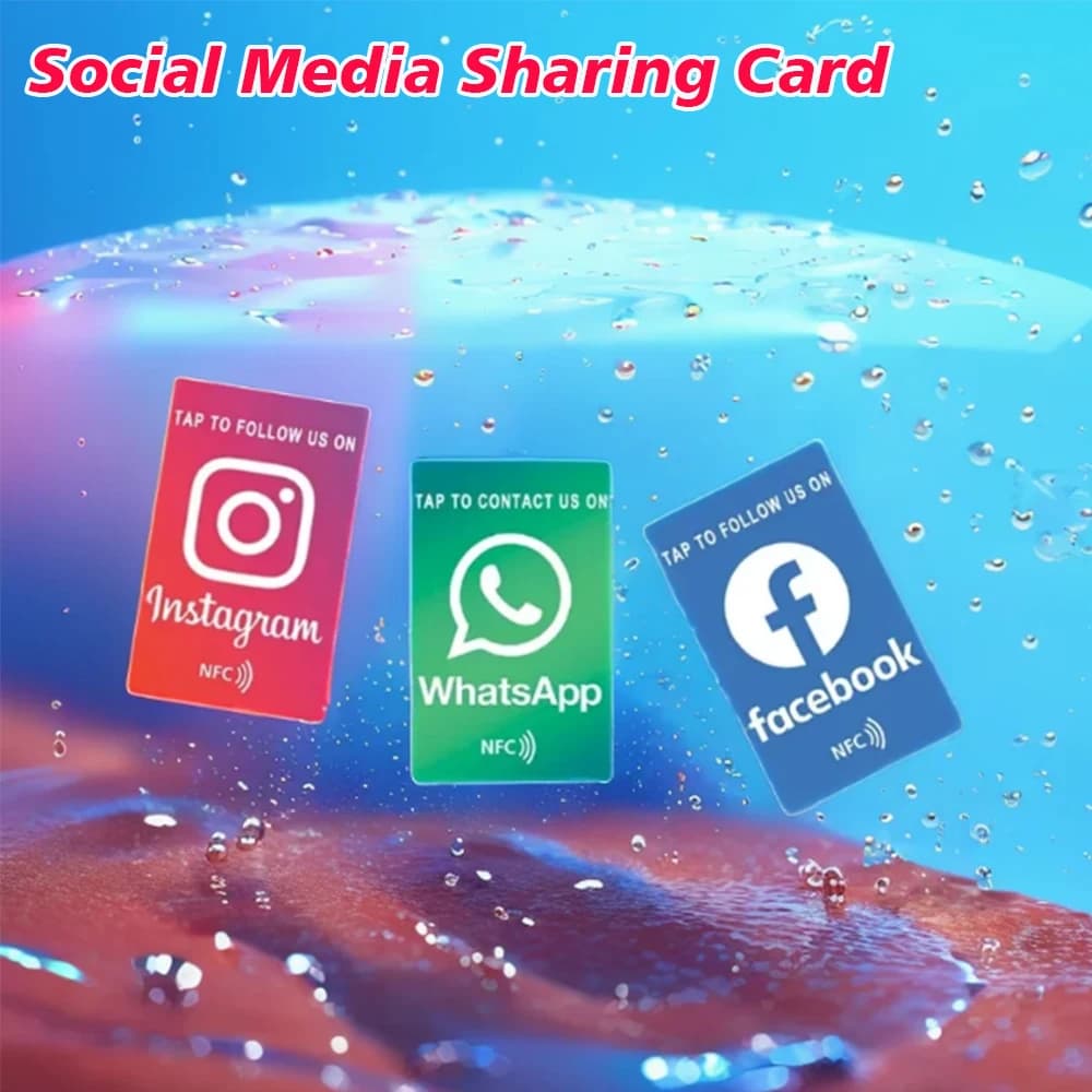 Carta NFC in Plastica per Contatti Rapidi, Riutilizzabile, per Whatsapp e Social Media, RFID per Instagram e Whatsapp