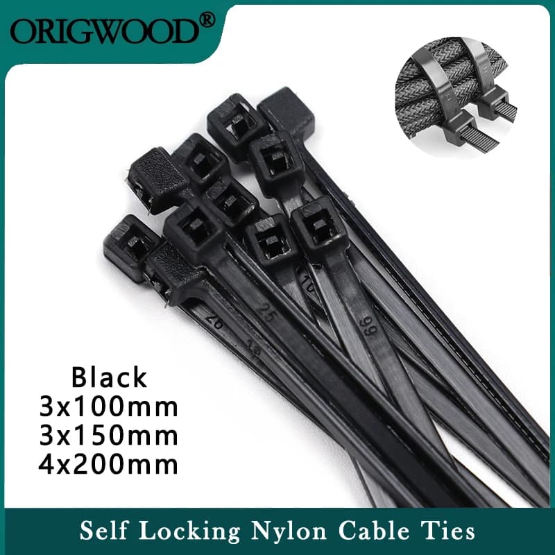 100/150/200mm fascette in Nylon nero fascette autobloccanti in plastica con cerniera in filo cinghie avvolgenti per cavi fai da te fissare l'organizzatore