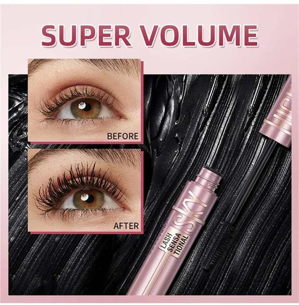 4D Waterproof Mascara Volume and Curl Long Lasting Smudge-proof Eyelash Lengthening Thickening Makeup Cosmetic with Brush