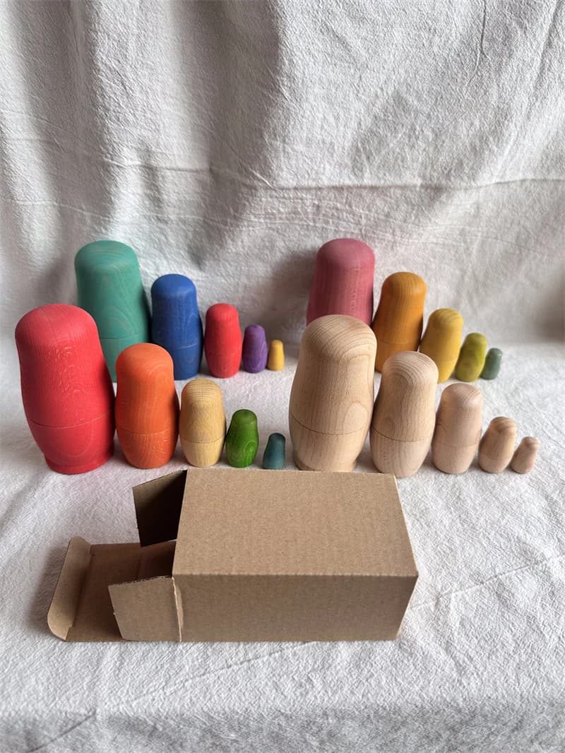 Giocattoli in legno per bambini ciotole impilabili arcobaleno di faggio bambole matrioska artigianato da collezione gioco aperto