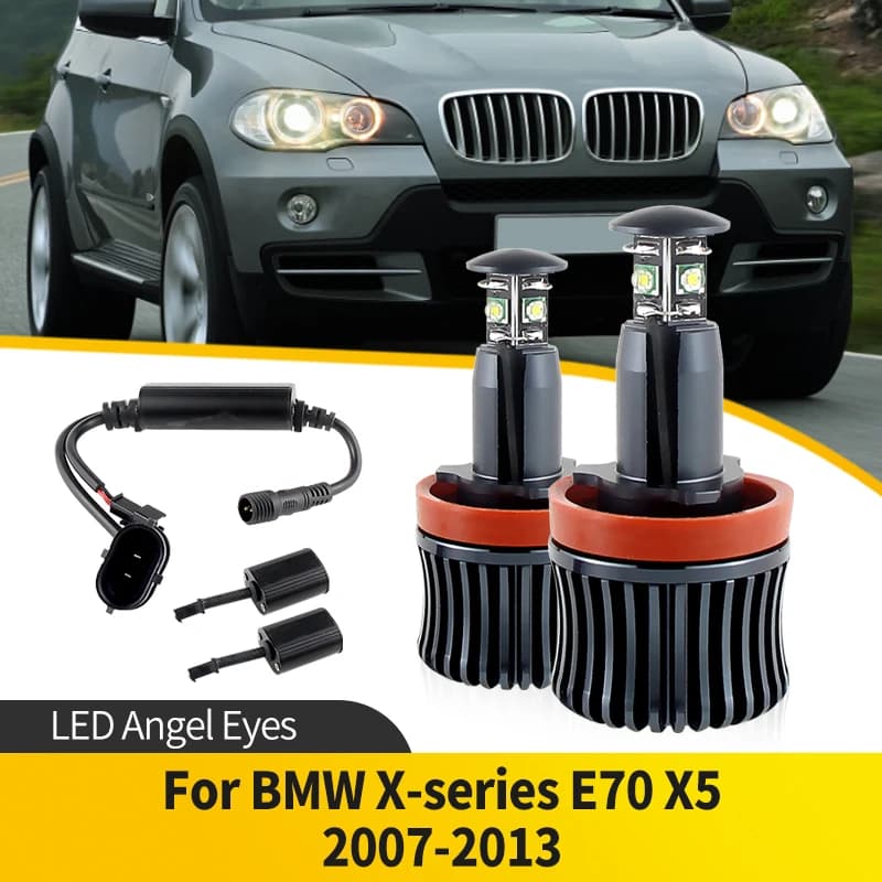 2PCS H8 20W Per BMW X-serie E70 X5 2007-2013 LED Angel Eye Halo Anello di Indicatore Luce Laterale HA CONDOTTO LA Lampadina Auto faro OEM # 63217760782