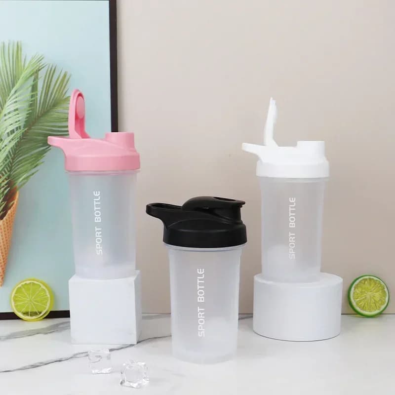 300 ml outdoor protein powder leakproof portable water bottle for gym, fitness training, sports mixing cup with scale