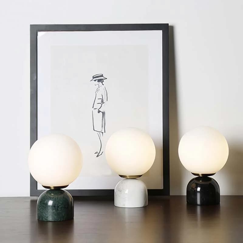 Lampada da tavolo in marmo naturale, paralume in vetro nordico, luce da scrivania per soggiorno, camera da letto, comodino, ufficio, studio, illuminazione G9 per la casa