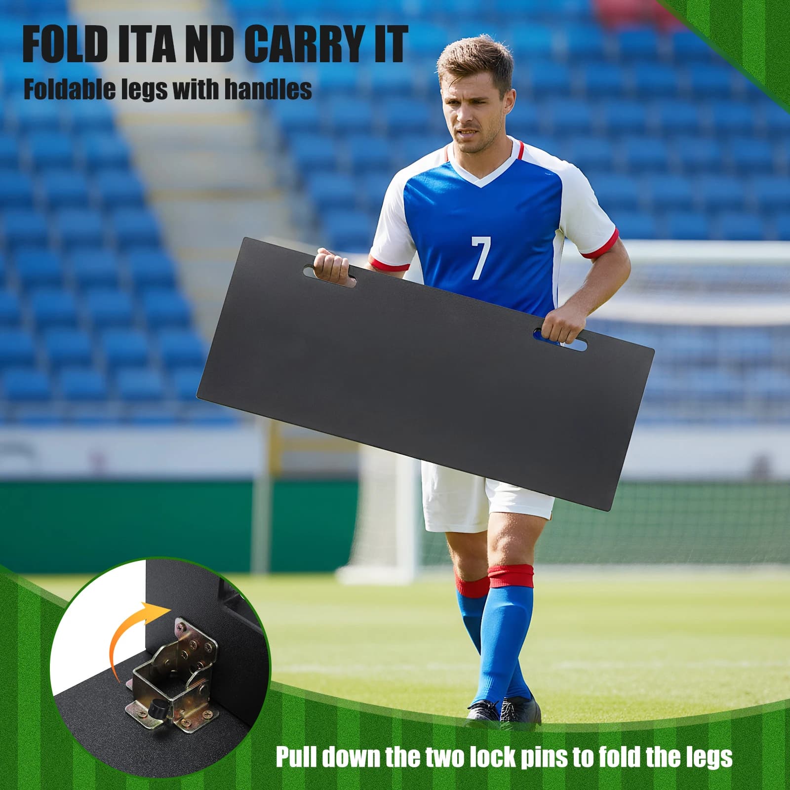 Tavola Rimbalzante per Calcio 100x40cm Pieghevole in HDPE per Allenamento di Controllo e Passaggi