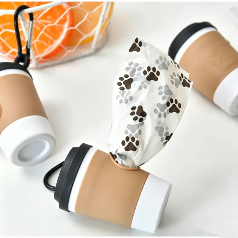 Portable Pet Poop Trash Can Dispenser Creative Coffee Cup Dog Garbage Storage DesignOutdoor Dog Walking Garbage Bag Storage BoxP