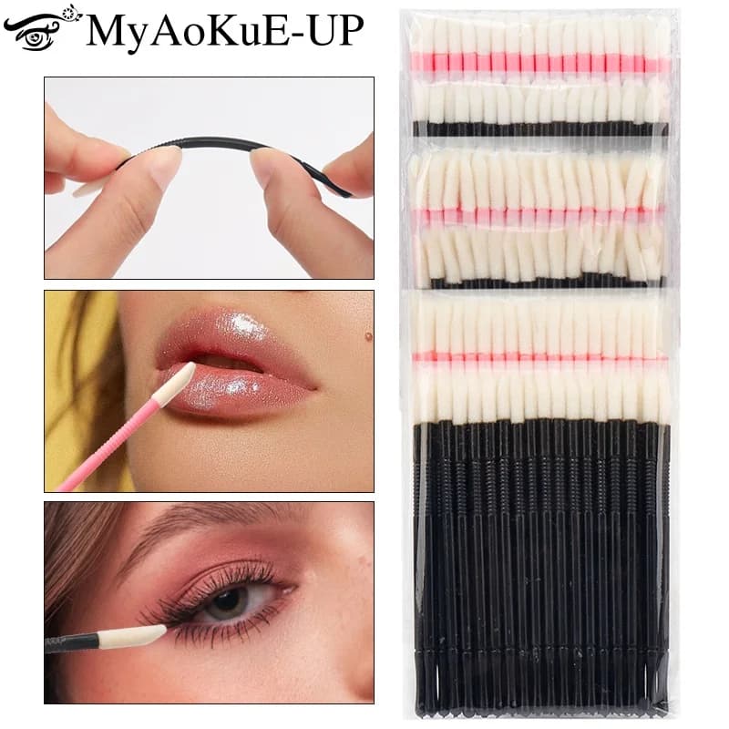 50 pz Pennello per labbra usa e getta Rossetto Pennelli per trucco Labbra Gloss Bacchette Applicatore Estensione ciglia Microbrush Strumento di bellezza cosmetica