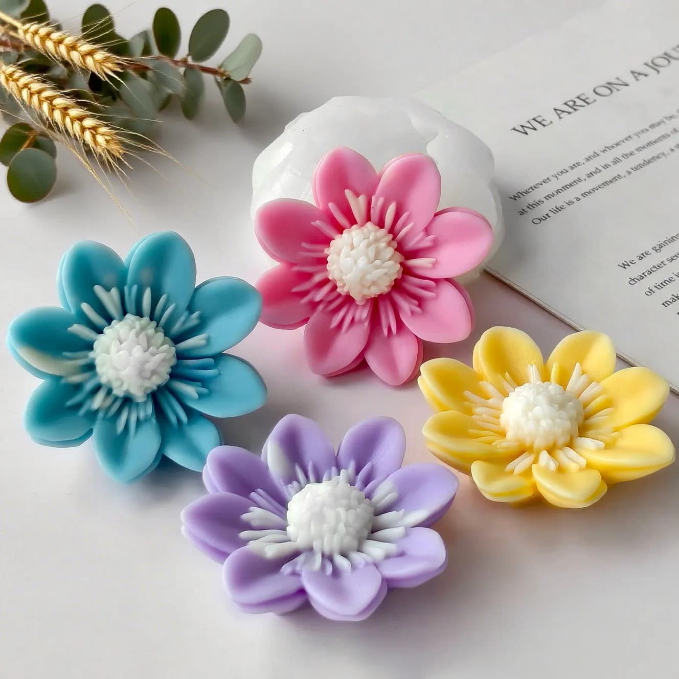 Stampo in silicone per sapone a forma di fiore 3D, ornamento in resina di cera di loto fai da te, decorazione aromatica fatta a mano, regalo per la casa