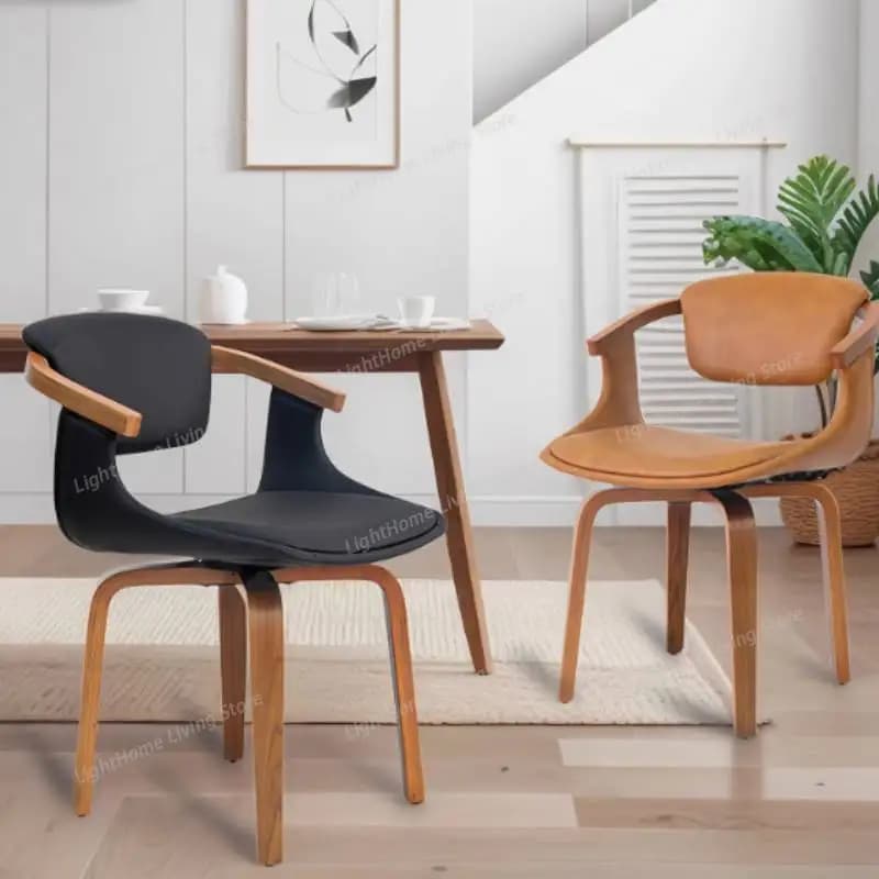 Sedia da Pranzo con Gambe in Legno e Braccioli, Design Moderno, Sedia Rilassante per Camera da Letto, Sedia da Ufficio di Lusso, Sillas Para Comedor, Mobili in Noce