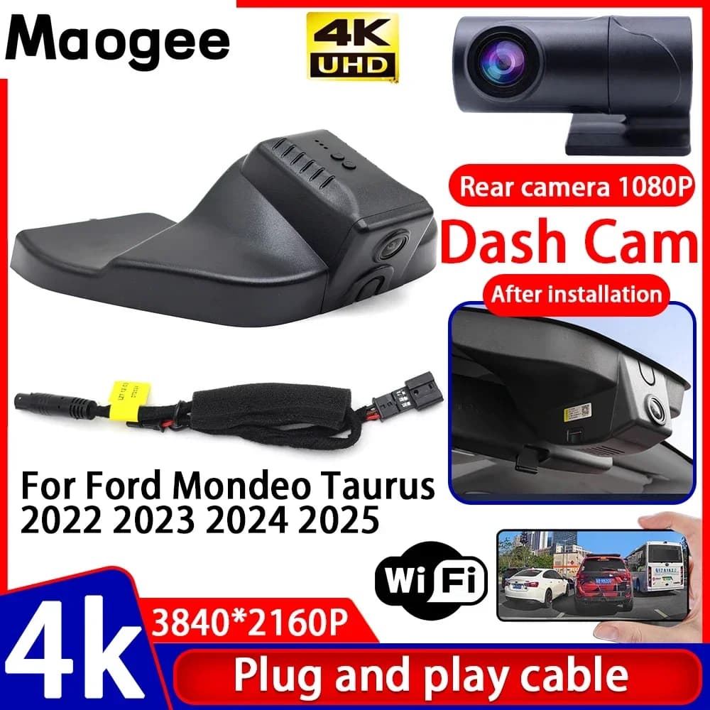 Video Recorder with Night Vision 4K UHD, DVR Camera for Auto Plug and Play for Ford Mondeo Taurus 2022 2023 2024 2025