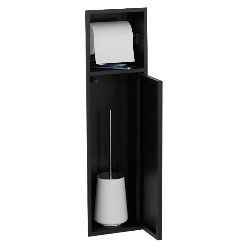 Portarotolo da parete con nicchia per spazzolino WC in acciaio inox 304 con armadietto da bagno