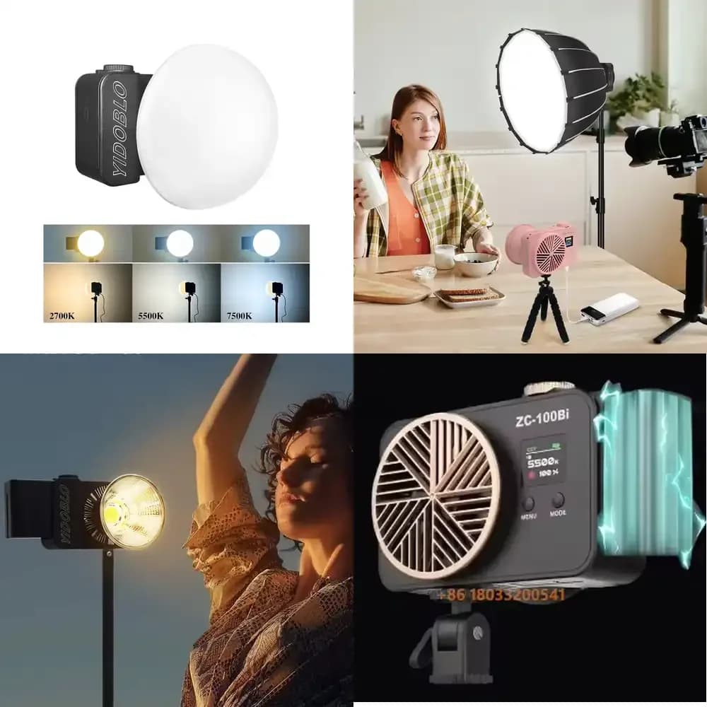 Luce LED COB ZC-100 2700-7500K, Illuminatore Video Portatile per Studio, Videocamera, Streaming Live, Trasmissioni TikTok e Ring Light