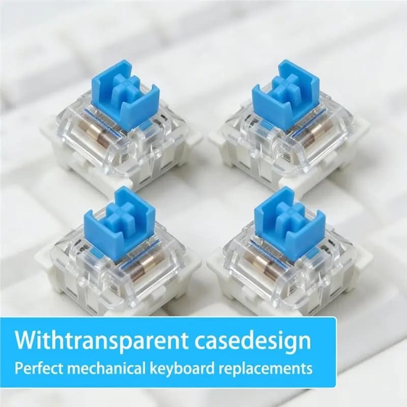 100 Pcs Blue Keyboard Switches With Switch Puller,3-PIN Blue Keyboard Clicker Replacement Dustproof Mechanical