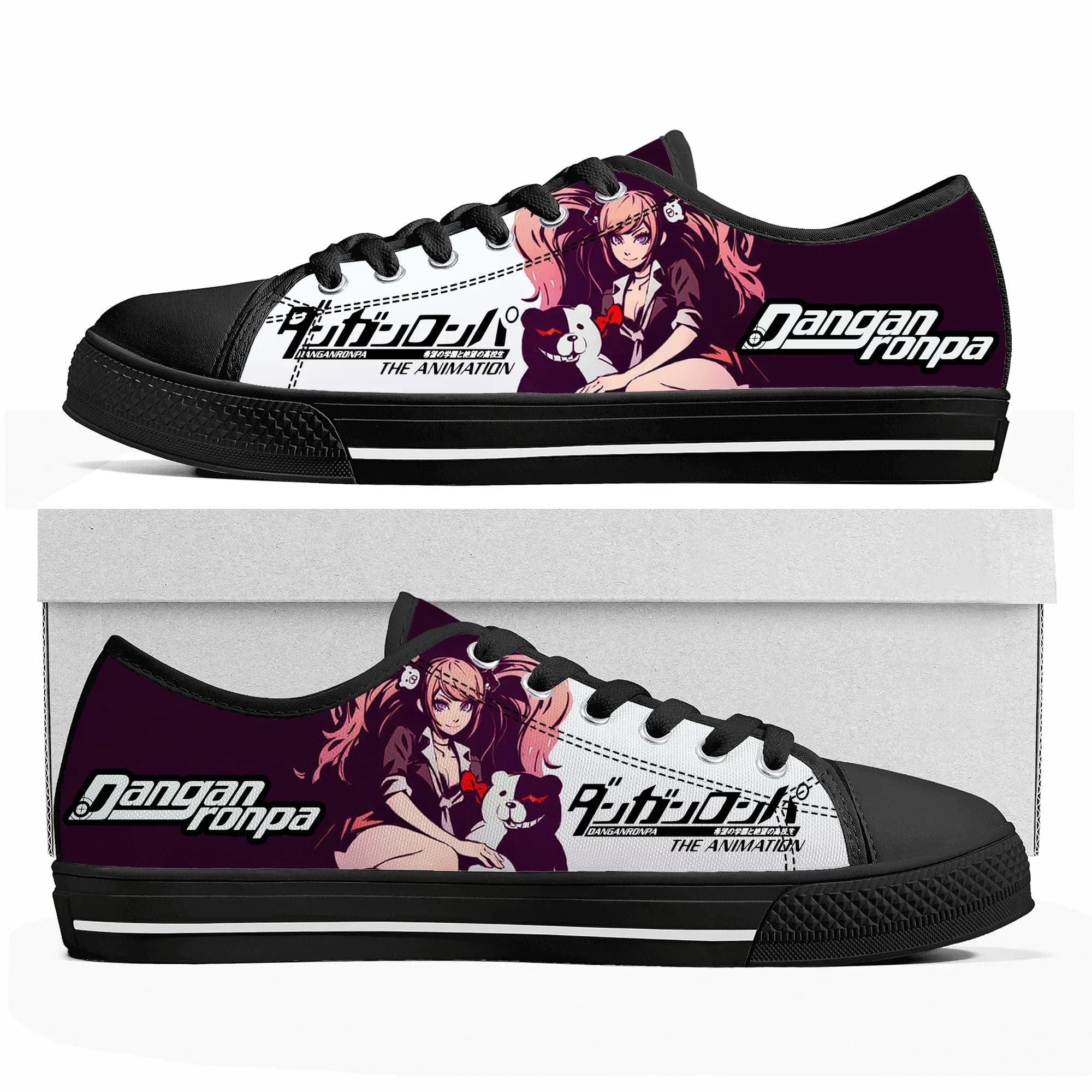 Cartoon Game Danganronpa Junko Enoshima Low Top Sneakers Donna Uomo Scarpe per adolescenti Casual Tailor Made Canvas Sneaker
