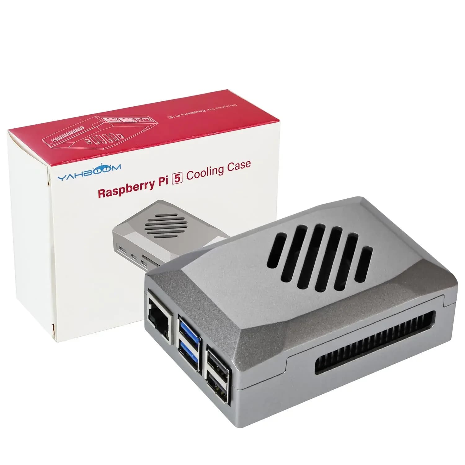 Raspberry Pi 5 ABS Silver Shadow Case PWM Fan Cooling Enclosure
