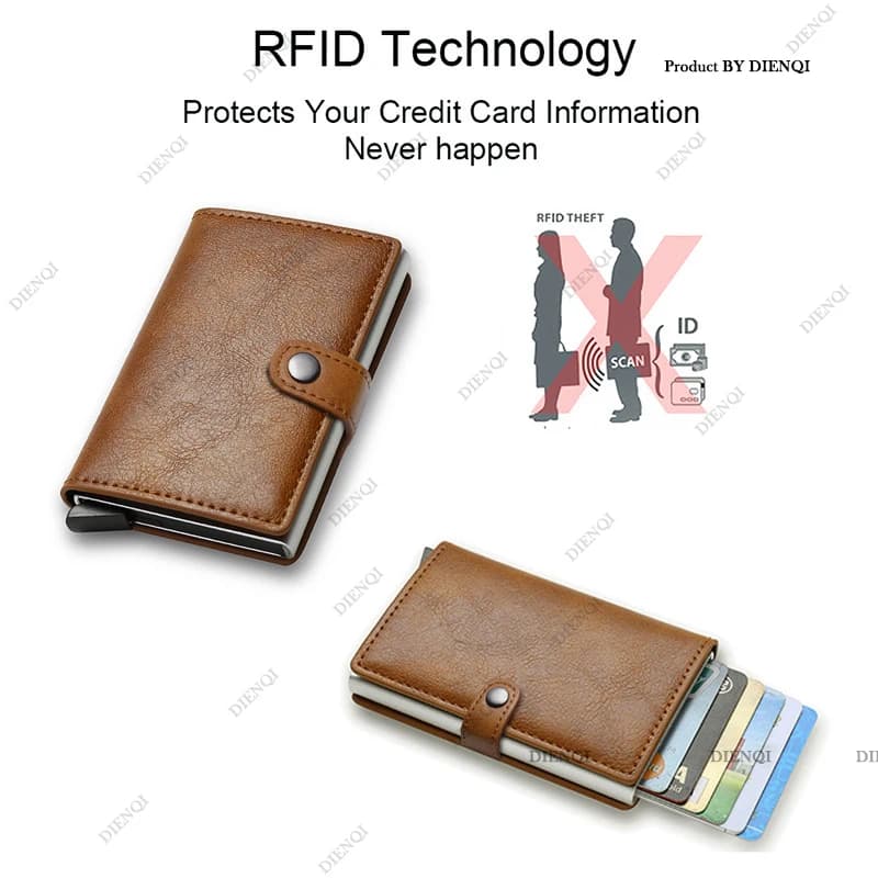Portafoglio in fibra di carbonio per carte di credito, da uomo, con protezione RFID, sottile, minimalista, a scomparsa, piccolo, nero, in metallo.