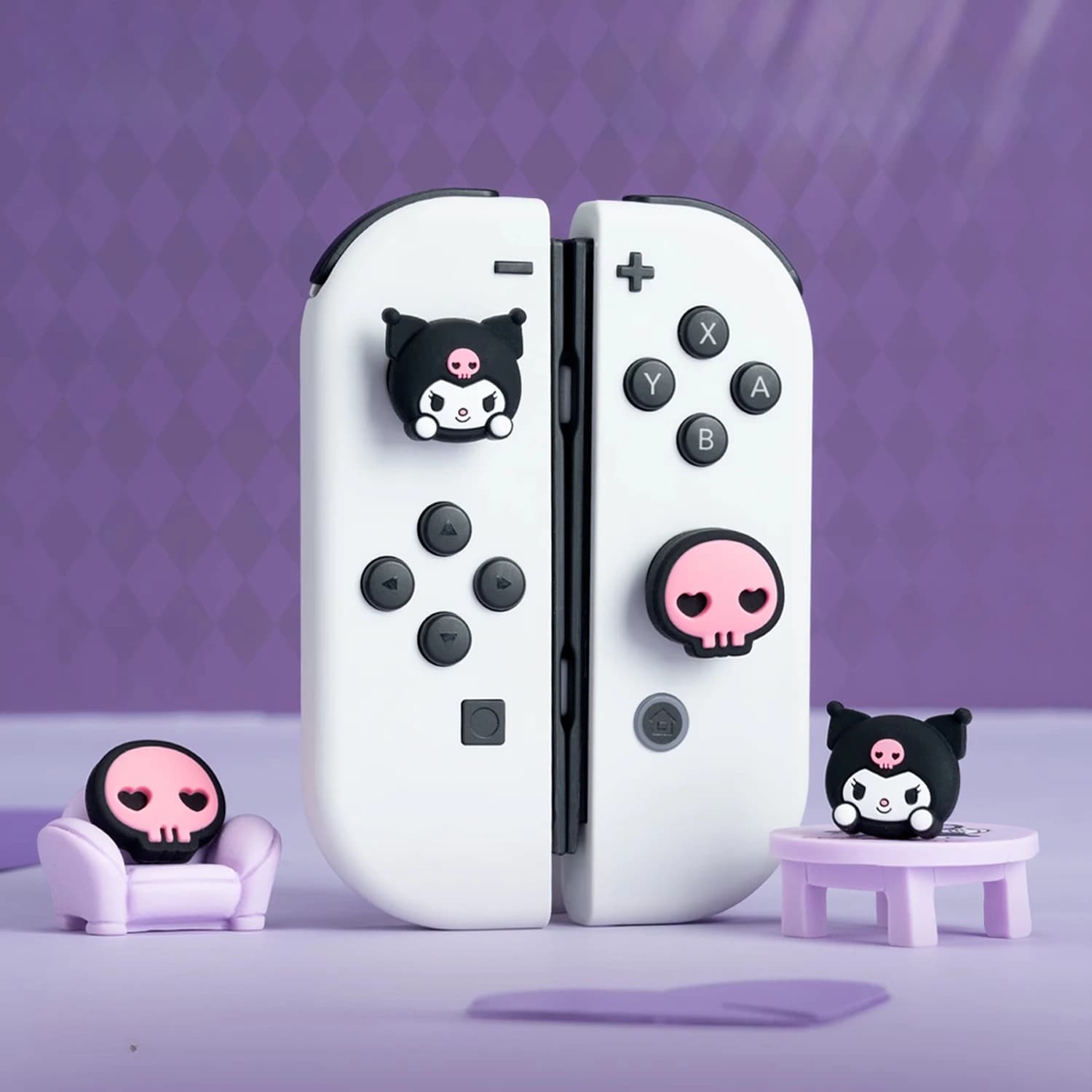 Anime Sanrio Kuromi per Switch OLED PS5 Pulsante in silicone Switch 2a generazione Hello Kitty Cartoon Kawaii