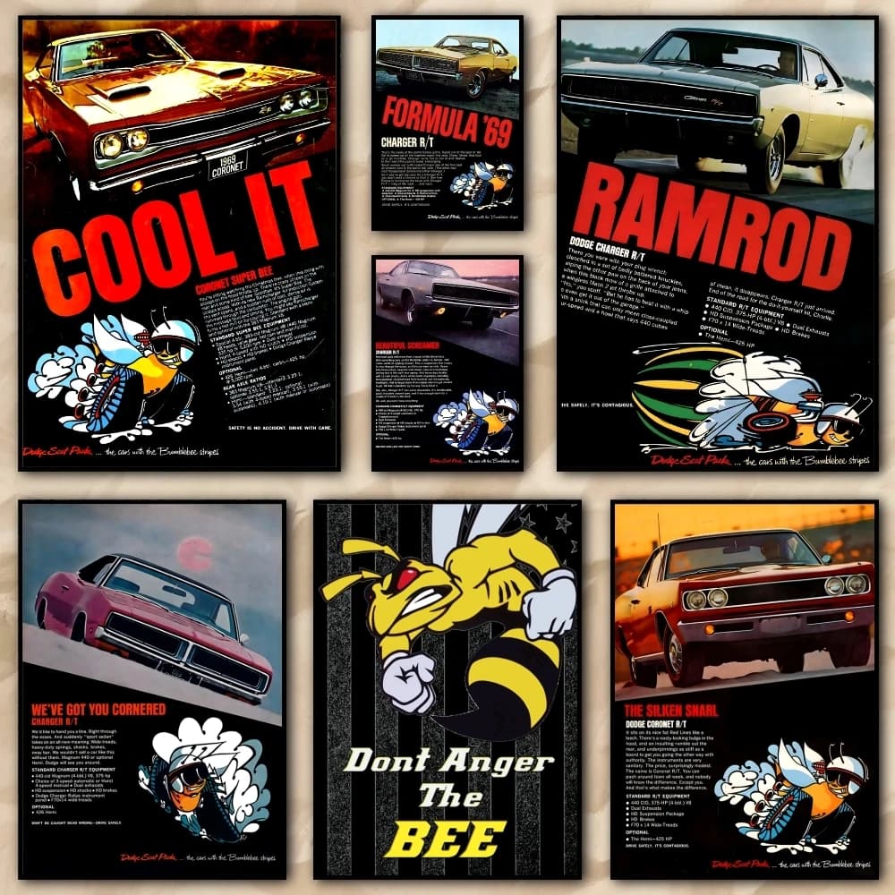 S_Scat Cartoon P_Pack Painting Calligraphy High Quality Canvas Poster Wall Art For Office Restaurant Home Decoration Set