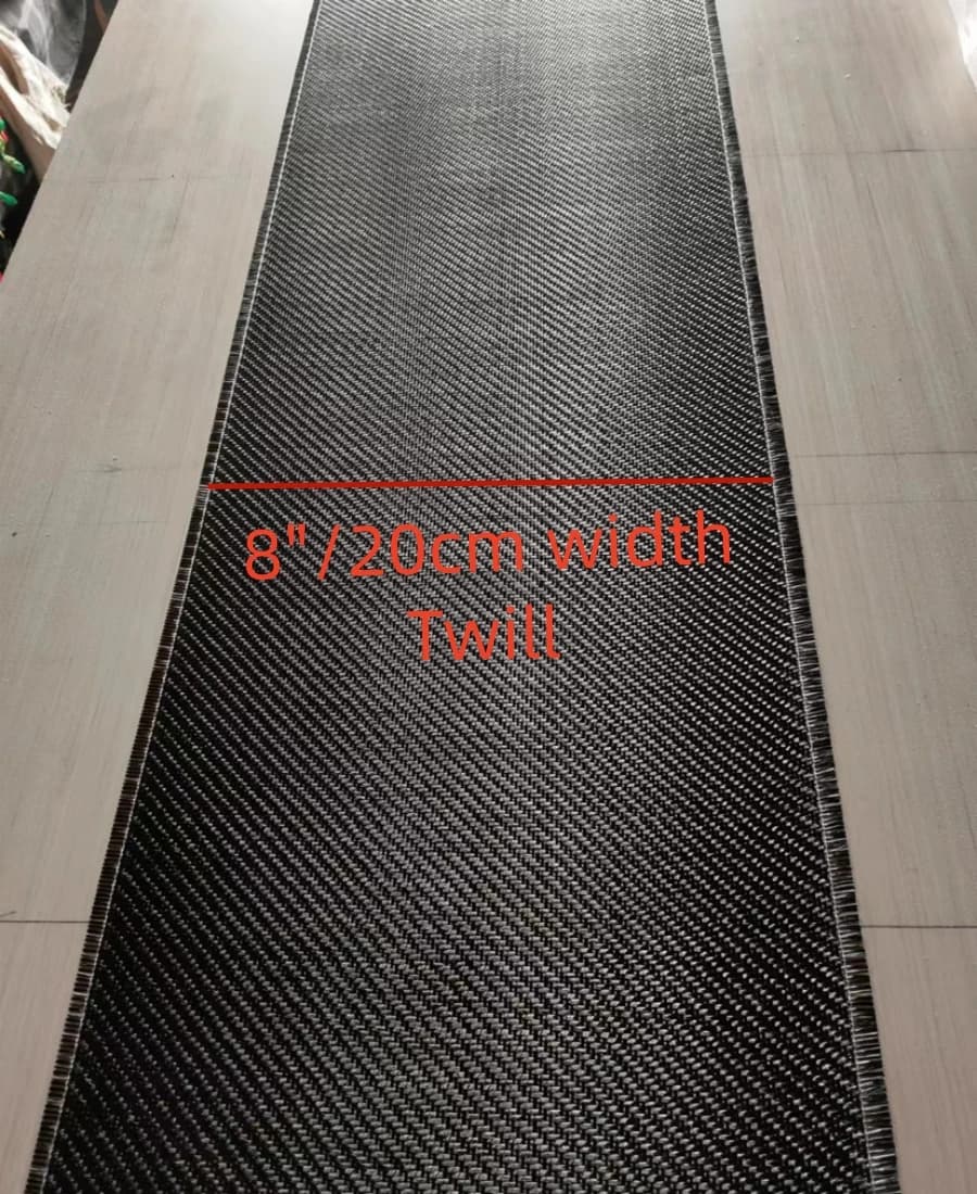 T300 Tessuto in vero tessuto in fibra di carbonio 3K 200gsm 2x2 twill 8 "/20 cm di larghezza, utilizzato per biciclette, moto, auto, canne da pesca