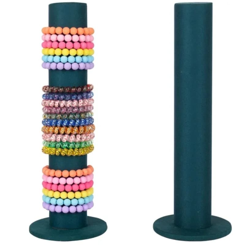 Velvet jewellery bracelet watch display, 1 pack of hair bands with vertical tower, scrunchie, rack support with T bar, wardrobe organizer