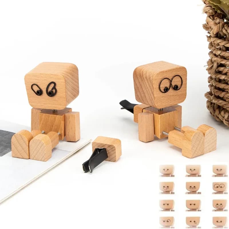 Figurina decorativa per auto creativa Dolly Figura in legno Decorazione desktop carina Regalo per aromaterapia Cose buone Ornamenti decorativi curativi