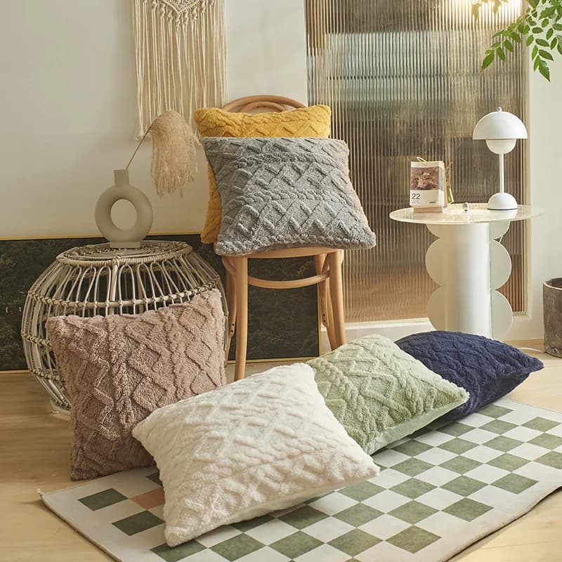 Twist Knitting Plush 45x45cm Pillow Cover Vintage Knitted Pillow Case for Sofa Couch Cushion Cover Plush Pillowcase 50x50cm