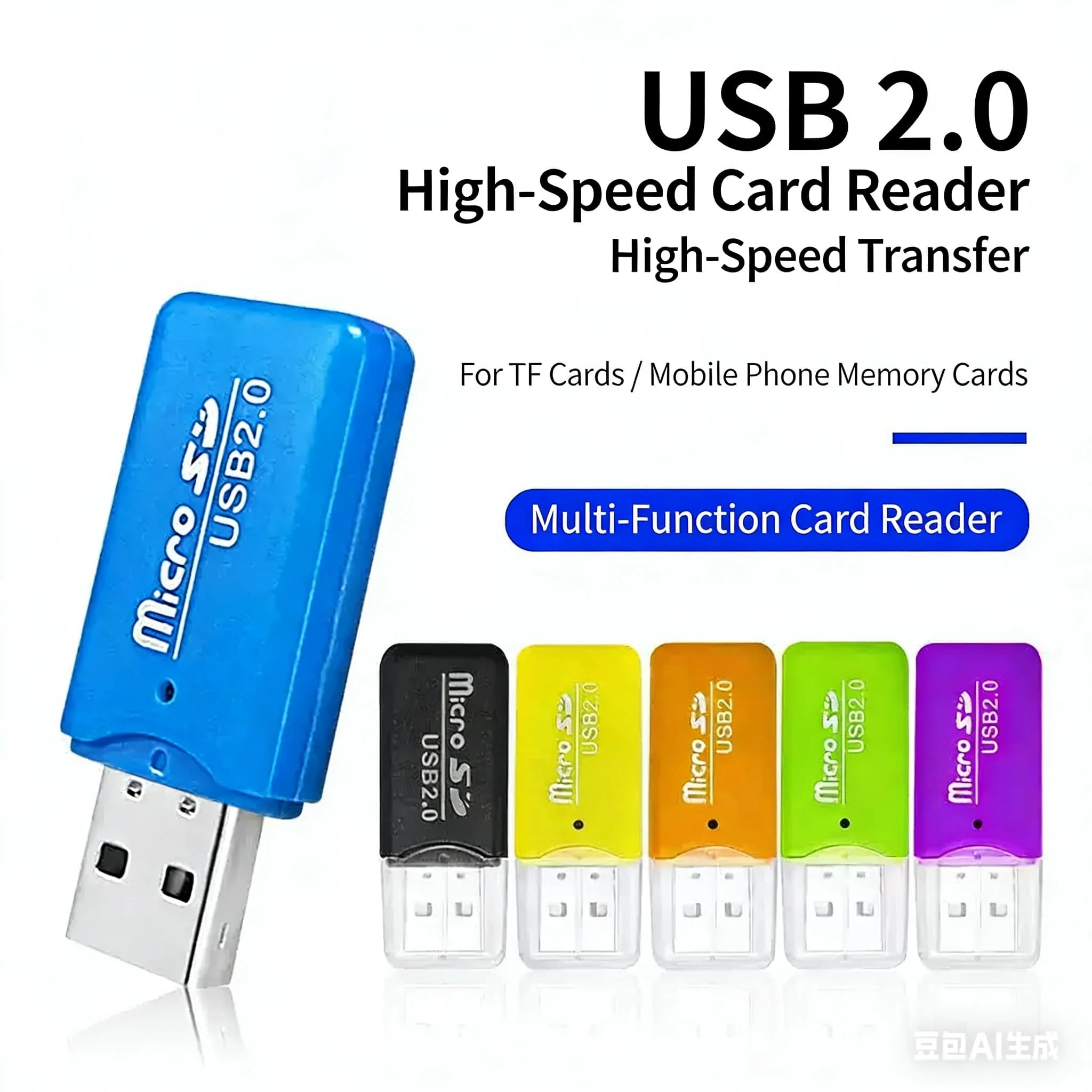 Adattatore lettore di schede di memoria USB 2.0 in alluminio per TF micro SD, PC, computer portatile