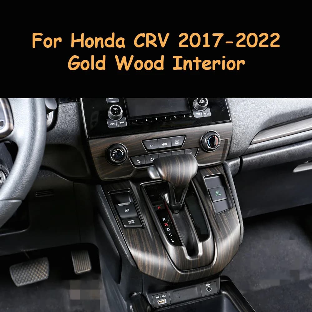 Per Honda CRV CR-V 2017 2018 2019 2020 2021 Rivestimento di venature del legno dorato sul cruscotto, porta, volante, rivestimento interno del cambio