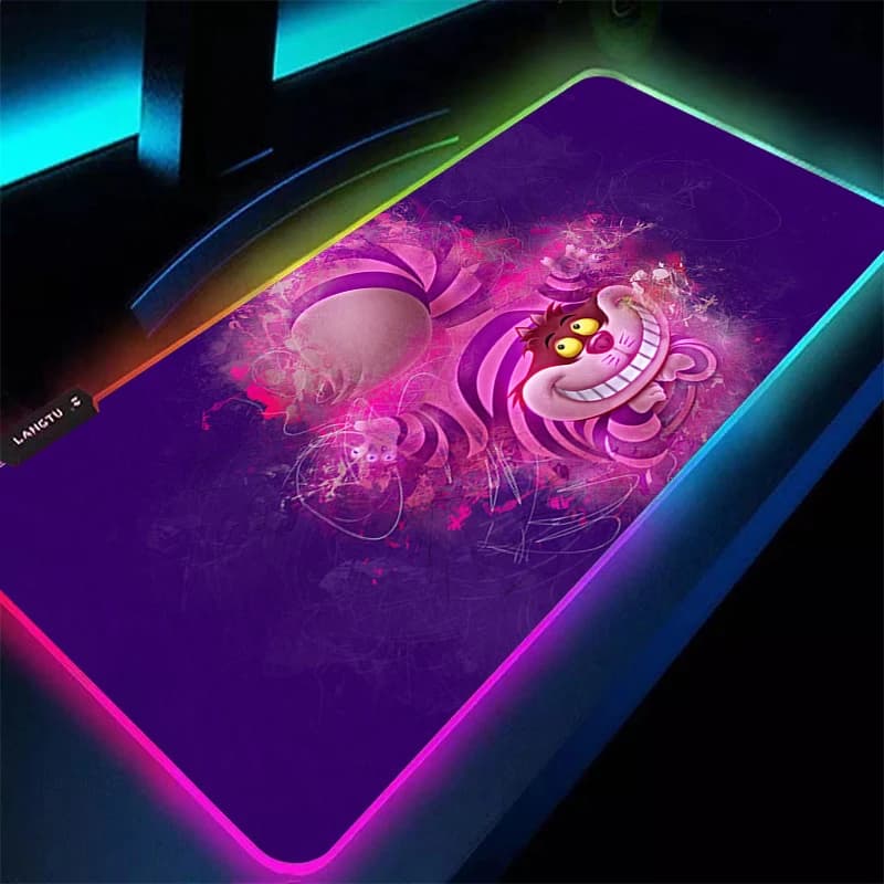Tappetino per mouse grande RGB A-Alices in Wonderland Tappetino per tastiera per PC portatile Tappetino per mouse XXL Bordo LED Tappetino per tavolo in gomma retroilluminato bianco