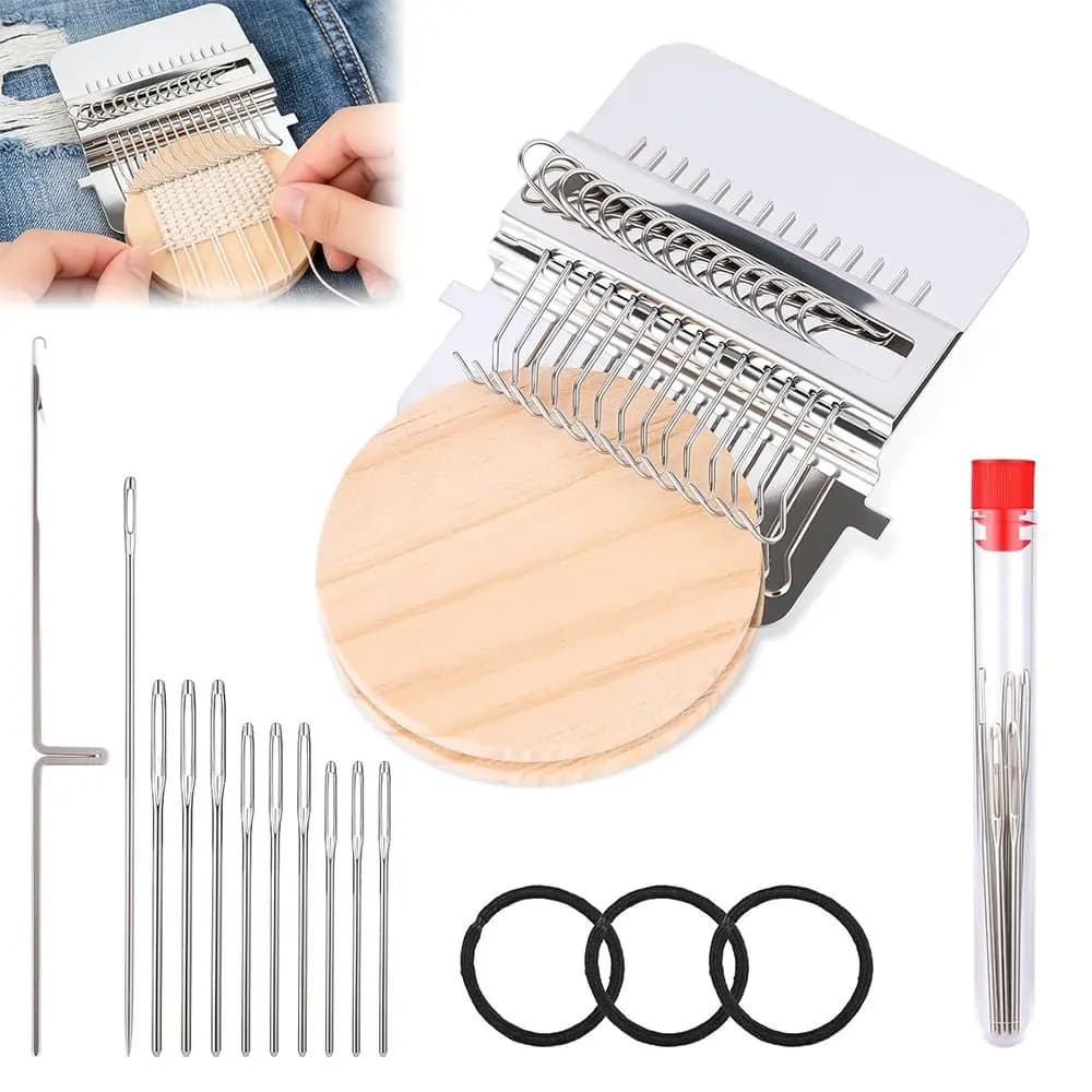 Wooden Frame Mini Loom Machine 12/14 Hook Mini Size Small Woven Machine Metal Tool DIY Handcrafts Weaving Loom Kit