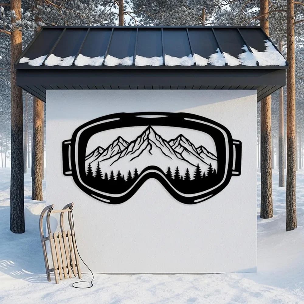 Mountain Ski Goggle Metal Decor, Winter Wall Art for Cabin, Gift for Ski Enthusiasts