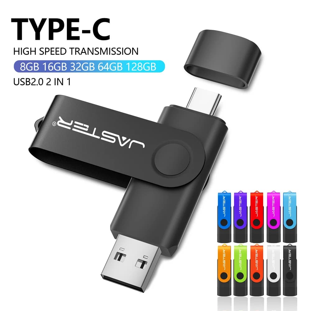 Chiavetta USB OTG 2 IN 1 di tipo C in metallo 128 GB Chiavetta USB 4 GB 8 GB 32 GB 64 GB 128 GB Cle USB Cle Chiavetta USB Memoria USB