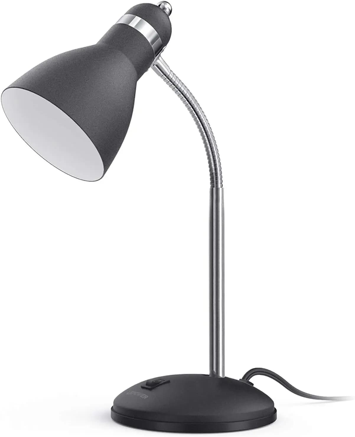 Lampada da scrivania in metallo per la cura degli occhi con collo flessibile per casa e ufficio, nero opaco
