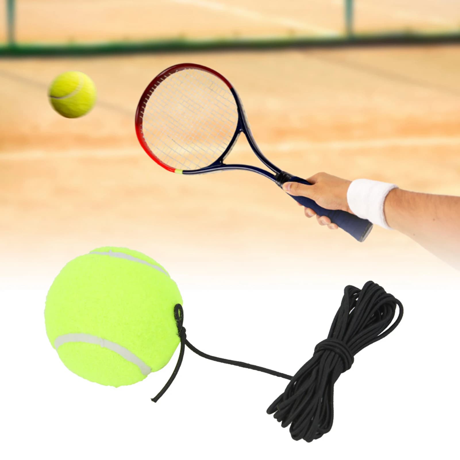 Pallina da Tennis pallina da allenamento per principianti con corda in gomma elastica da 4M per pratica singola