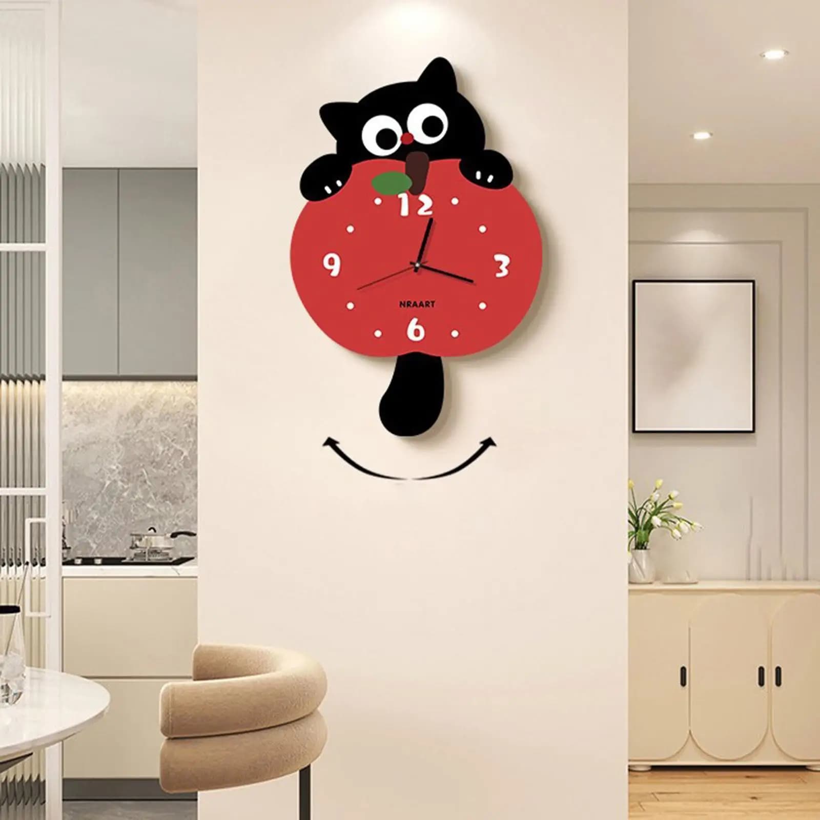Wall clock for cats Simple cute multipurpose Creative Home Decorations Silent without ticking for office Kitchen Living Room Interior Dining Room