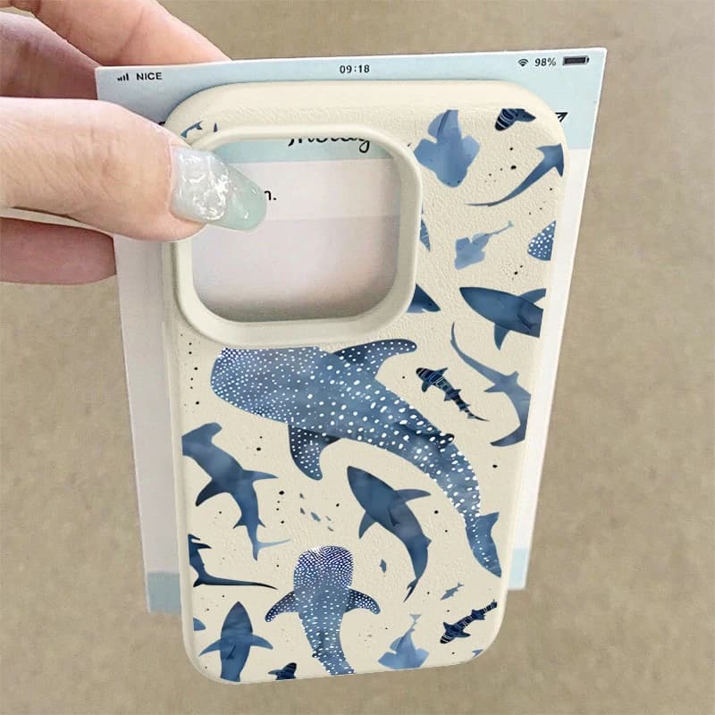 Cartoon Sharks Custodia per iPhone 16 Pro Max Funda iPhone 16e 15 14 Pro Max 13 12 11 17 Air Custodia per telefono in silicone antiurto Coque