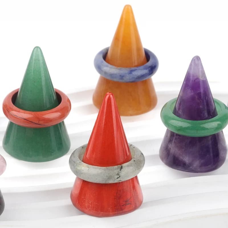 Conical Natural Stone Ring Holder Organizer Tray Stand for Jewelry Packaging Jewelry Display Stand Ring Decor Display Rack 1pcs