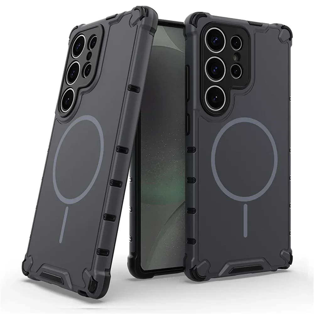 Custodia magnetica per telefono con armatura paraurti antiscivolo per Samsung S24 S25 S26 Plus S23 Ultra A56 A55 A54 A35 A34 A25 A15 per Magsafe Cover