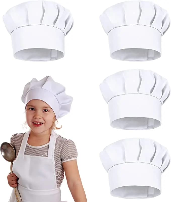 4PCS White Party Cap Hat Costume Kid Chef Hat 21cm Kid Baking Baby Kitchen Bakers Children Cooking Hat Kids White Chef Hats