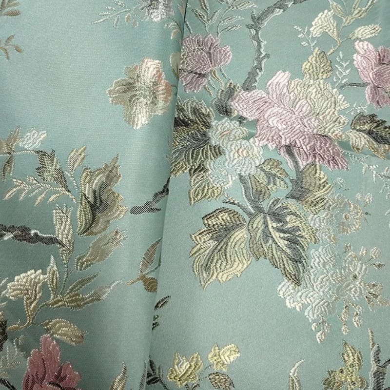 Flower-branch Pattern Jacquard Satin Fabric for DIY Tang-style Dress Waistcoat Pillowcase Fashion Sofa Cover Fabric