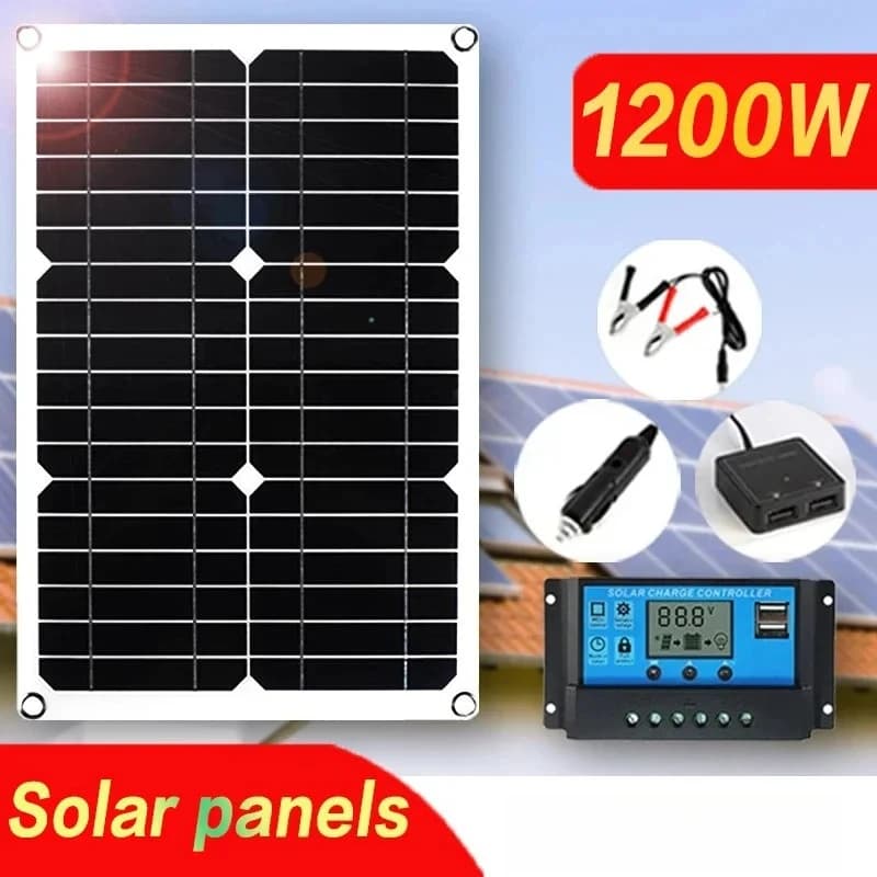 12V Flexible Solar Panel Charger with Dual USB And 100A Controller for Outdoor Camping Mobile Phone Car Charging