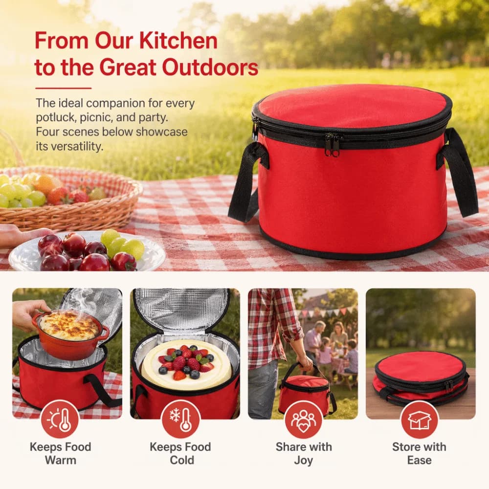 Oxford Cloth Material Insulated Casserole Carrier 11x7in Size Foil Lined Reusable Cooler Bag Soft Sided Foldable