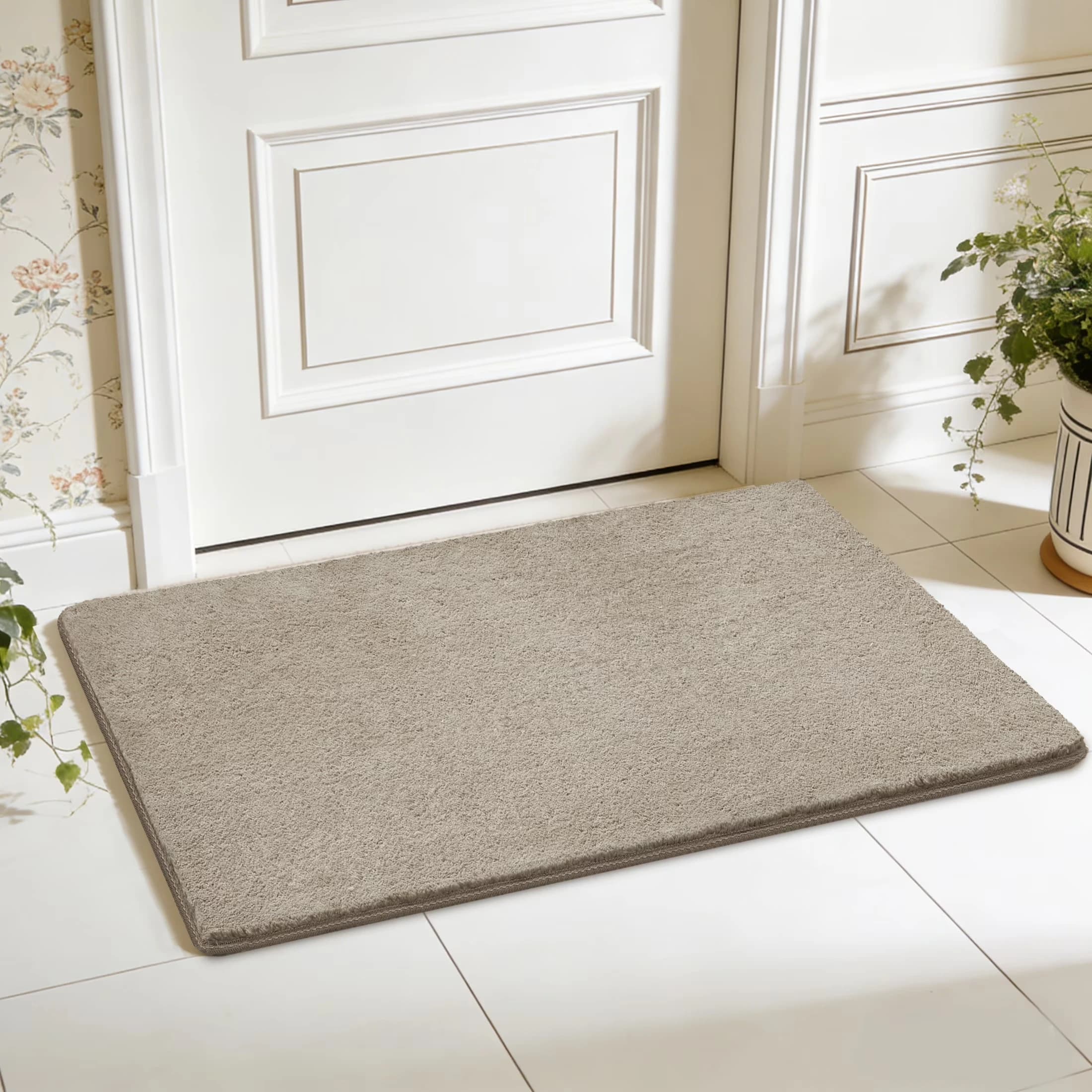 Non-Slip Stair Tread Landing Mat, Self-Adhesive Tape-Free Indoor Carpet Rug, Soft Shag Skid-Resistant Floor Mat for Stairs, Kitchen, Bathroom & Entryway, Washable,（2' x 3' / 2' x 6' /2.5' x2.5'）