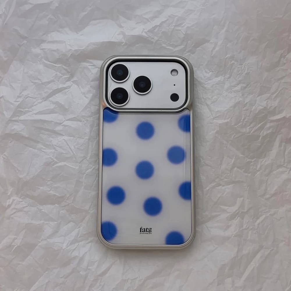 Luxury Blue polka dots Phone Case for iPhone 17 16 15 14 13 12 11 Air Pro Max Plus Luxury Clear Soft Back Cover