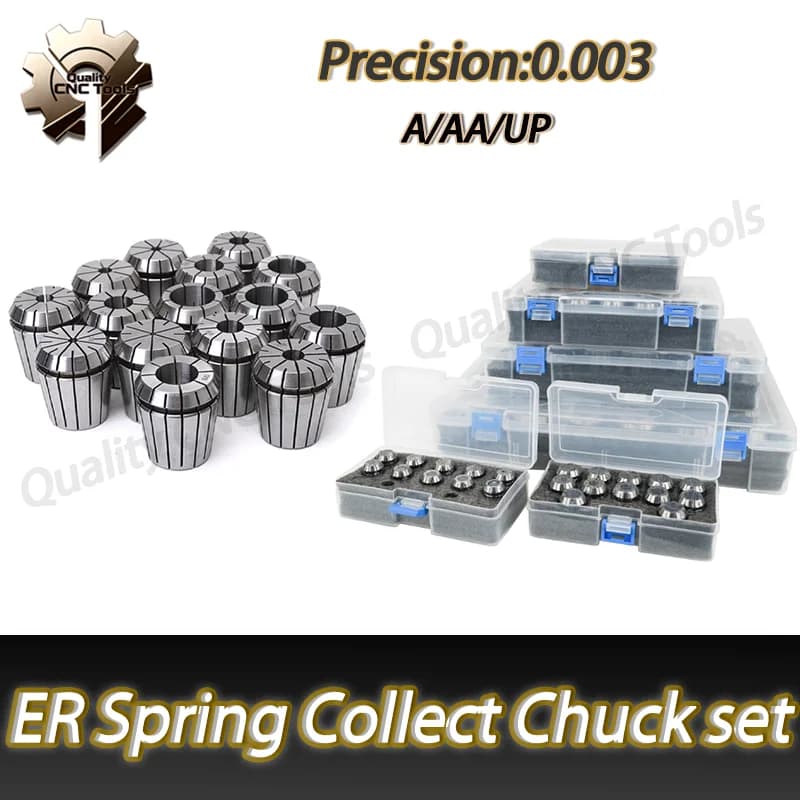 ER40 ER32 ER25 ER20 ER16 11 Set Spring Collet Chuck AAA/AA/A for CNC Milling Tool Holder Engraving Machine Metal Aluminum Box