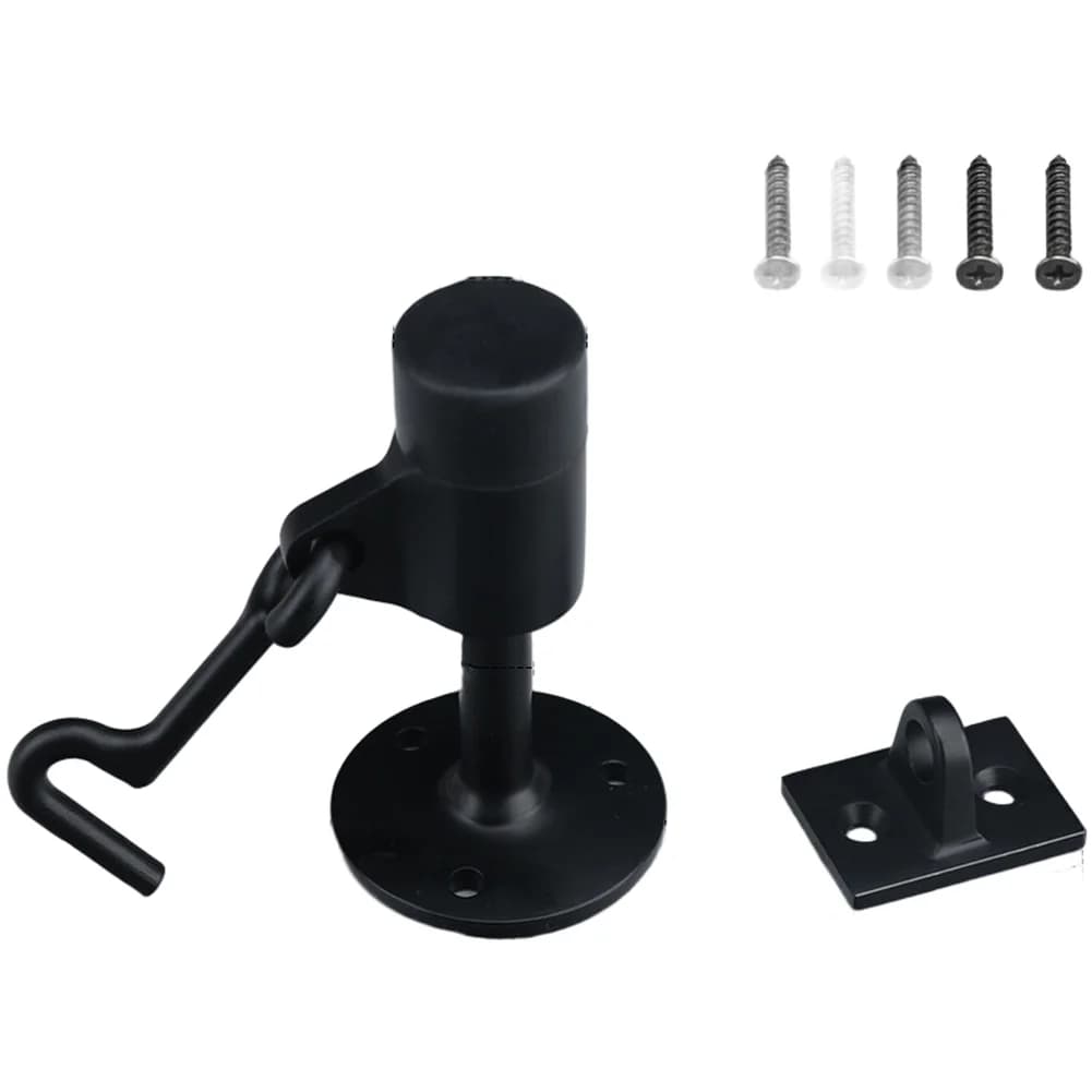 Matte Black Chain Door Stop Bracket Set Heavy‑Duty Door Holder Latch For Home Security Gate Hardware Fittings