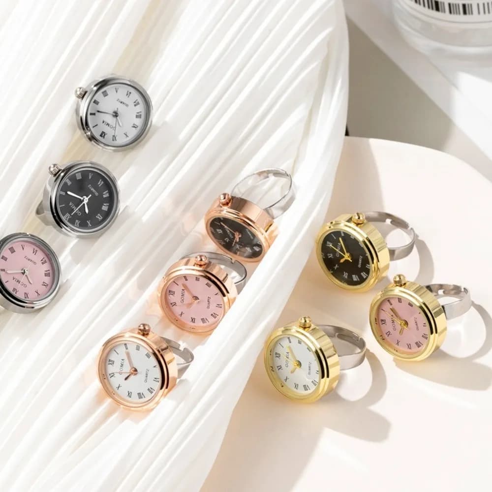 Nuovo Creativo Mini Orologio ad Anello per Coppie, Orologi Rotondi al Quarzo, Regalo, Orologio da Dito, Gioielli Moda Uomo