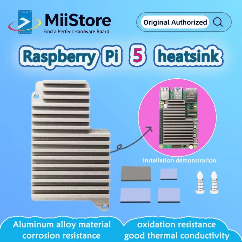 Mcuzone Raspberry Pi 5 heatsink Aluminum Alloy Material,Excellent Corrosion Resistance,Thermal Conductivity, OxidationResistance