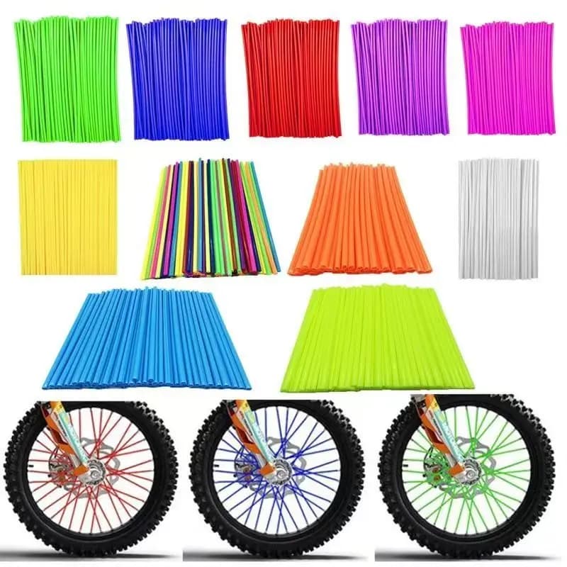 72 pezzi protezione per raggi ruota moto avvolge cerchi coperture per rivestimento della pelle tubo per tubi avvolgenti per biciclette da motocross copertura protettiva per decorazioni