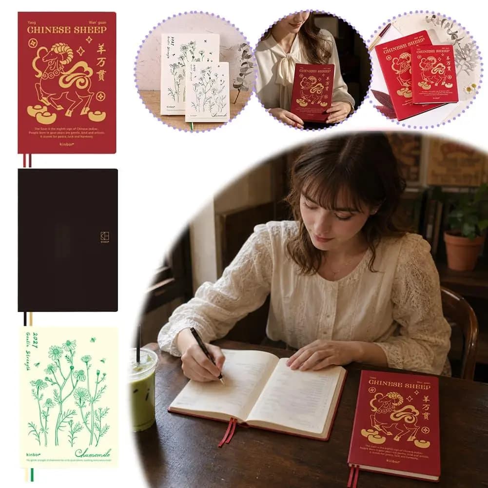 Kinbor 2027 Year of the Goat Limited Planner A5 A6 52g Bachuan Paper Dated Weekly Monthly Journal Agenda Notebook